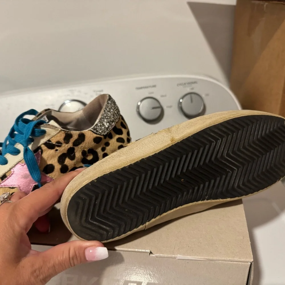 Golden Goose Leopard Print Sneakers with Pink and Blue (think thy are fakes) - Picture 3 of 5